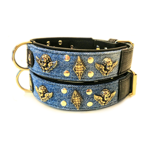 Halsbänder (Jeans-Schwarz
Engel) für Hunde in Düsseldorf kaufen | Chic für alle Felle