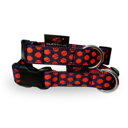 Gurthalsbänder / -leinen (Dunkelblau-Rot Punkte
Gurthalsband) für Hunde in Düsseldorf kaufen | Chic für alle Felle