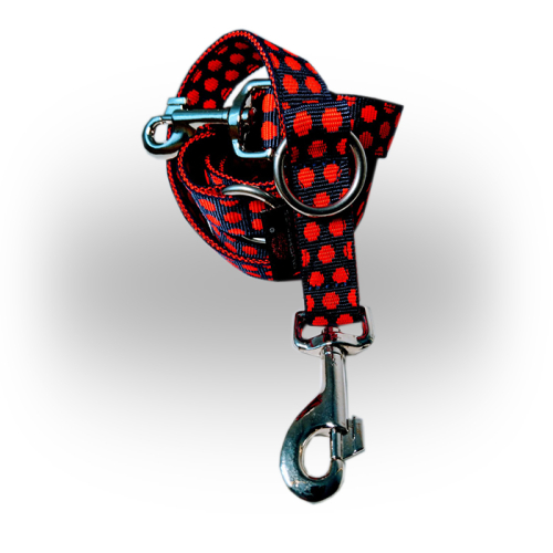 Gurthalsbänder / -leinen (Dunkelblau-Rot Punkte
Gurtleine) für Hunde in Düsseldorf kaufen | Chic für alle Felle